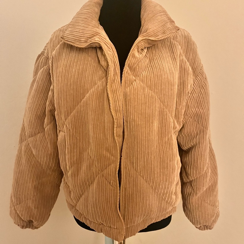 Love Tree Tan Corduroy Puffer Jacket